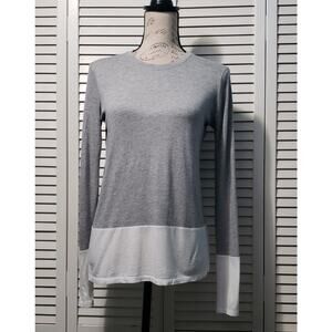 VINCE.‎ Color Block T-shirt Women's XS Gray White Long Sleeve Crewneck Pullover